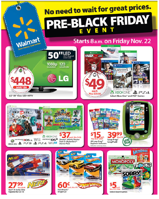 Walmart Pre-Black Friday Sale List 11/22/13