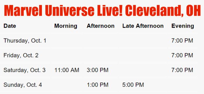 marvel universe live cleveland ohio giveaway