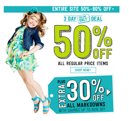Crazy 8: 50% Off Regular Price Items + Extra 30% Off Markdowns 