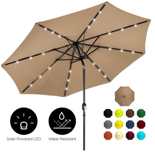 10ft Solar Led Lighted Patio Umbrella Only 74 99 Reg 120 Shipped 12 Color Options