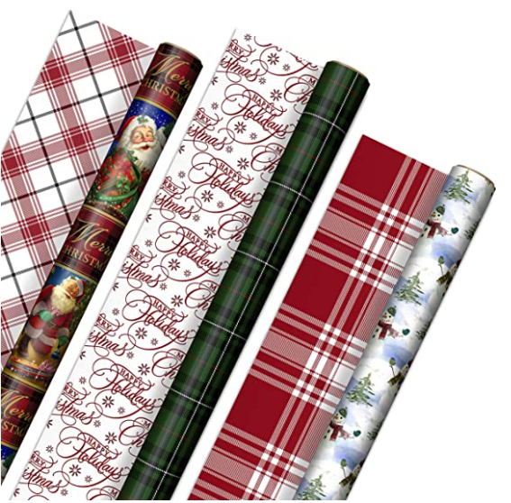 Hallmark Reversible Christmas Wrapping Paper (3 Rolls: 120 sq. ft. Total)