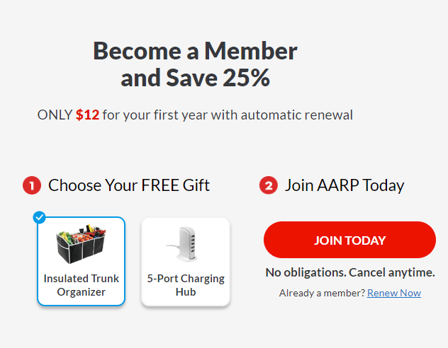 AARP 1-Year Membership Just $12 + FREE Trunk Organizer - No Minimum Age