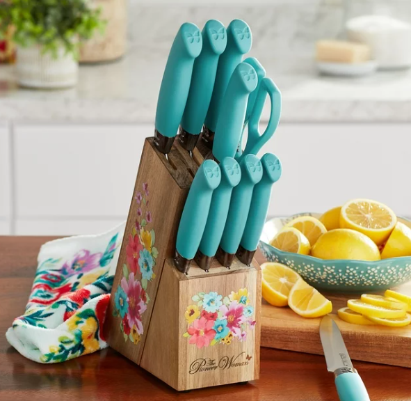 The Pioneer Woman Breezy Blossoms 11Piece Stainless Steel Knife Block Set 19.97 (Reg. 40