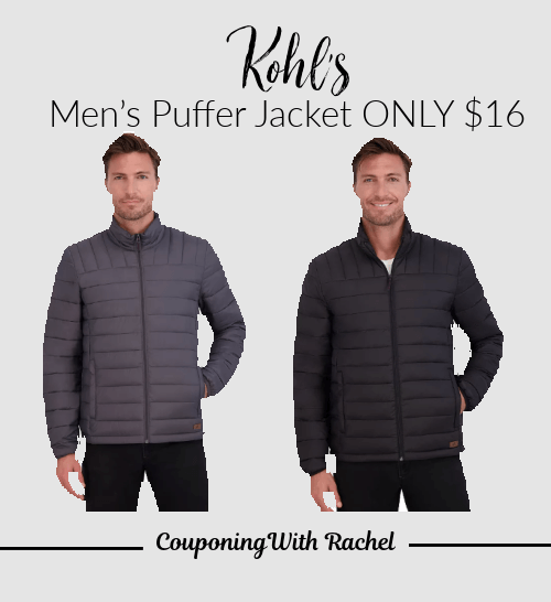 Men s Puffer Jacket ONLY 16 on Kohls reg. 80 Couponing with Rachel